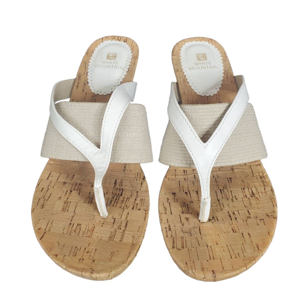 White Mountain Alanna Cork Molded Sandals White Tan Womens‎ 10 M